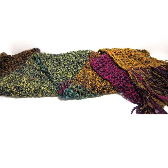 MultiColor Rainbow Scarf 140"x9" Extra Long Wide Chunky Handmade Crochet Knit - Picture 1 of 9